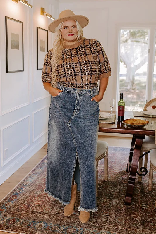 Women's wrap denim skirts for comfortable style -The Hudson Denim Skirt Curves