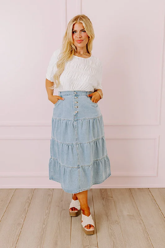 Women's denim skirts for petite body types -The Jacey Denim Skirt Curves