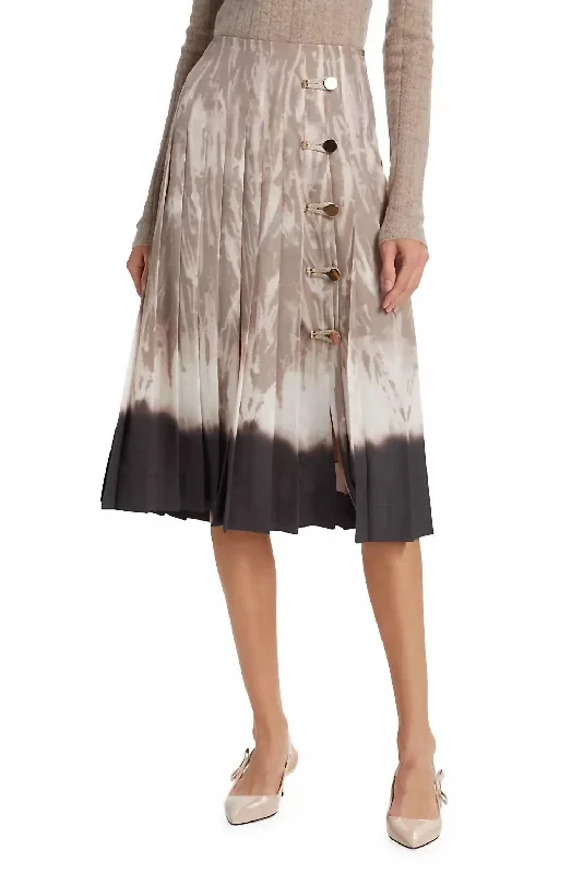Women's acid-wash denim skirts for retro vibes -Tullius Printed Denim Skirt In Balsam Shibori