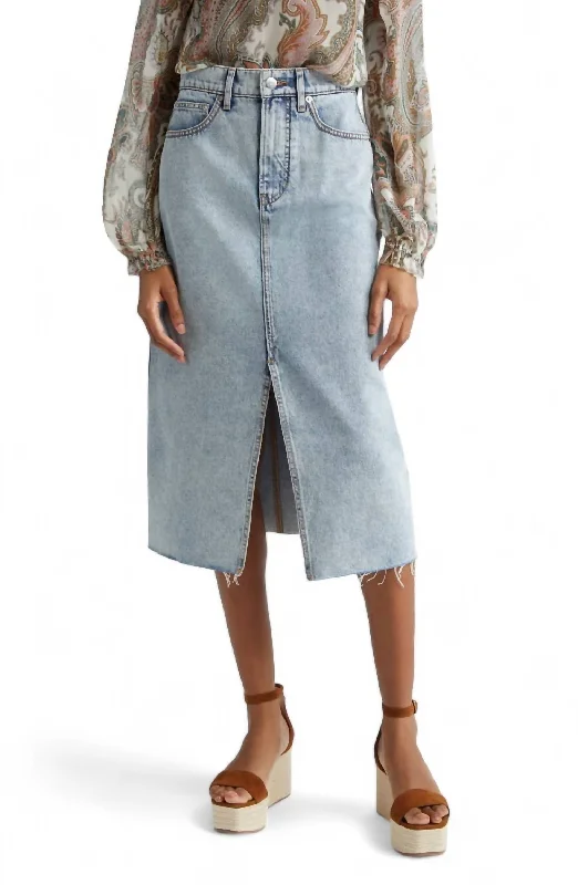 Women's high-low denim skirts for modern fashion -Victoria Denim Skirt In Silverwood Spark Women's high-low denim skirts for modern fashion -Victoria Denim Skirt In Silverwood Spark
