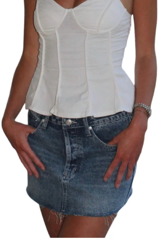 Women's striped denim skirts for unique patterns -Weston Denim Skirt In Medium Wash