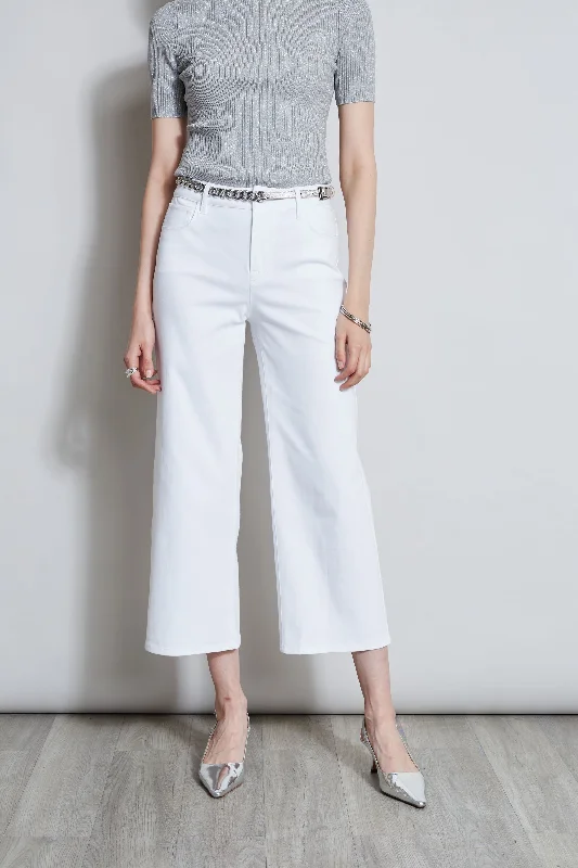 How to style denim dress over 60--When shop and with-Stretch Denim Wide Leg Pant