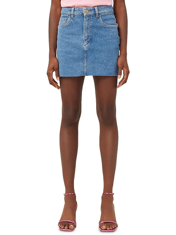 Women's patchwork denim skirts for eclectic look -Womens Denim Short Denim Skirt