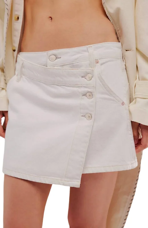 Women's eco-friendly denim skirts for sustainable fashion -Wynne Denim Skirt In Bright White