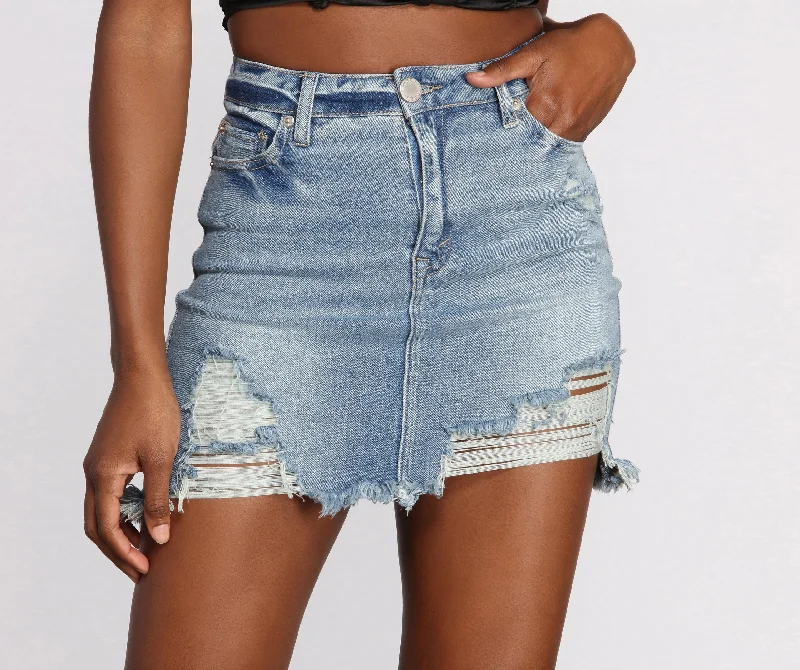Women's denim skirts for winter layering -You Got It Girl Denim Skirt