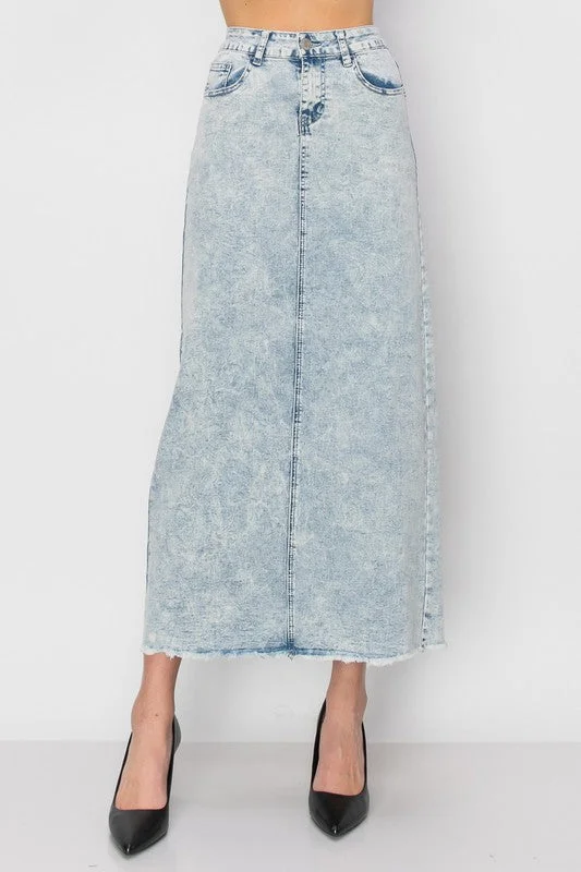 Women's maxi denim skirts for stylish outfits -Camila Maxi Denim Skirt