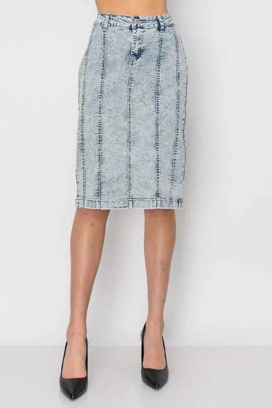 Women's white denim skirts for summer days -Claire Stone Denim Skirt