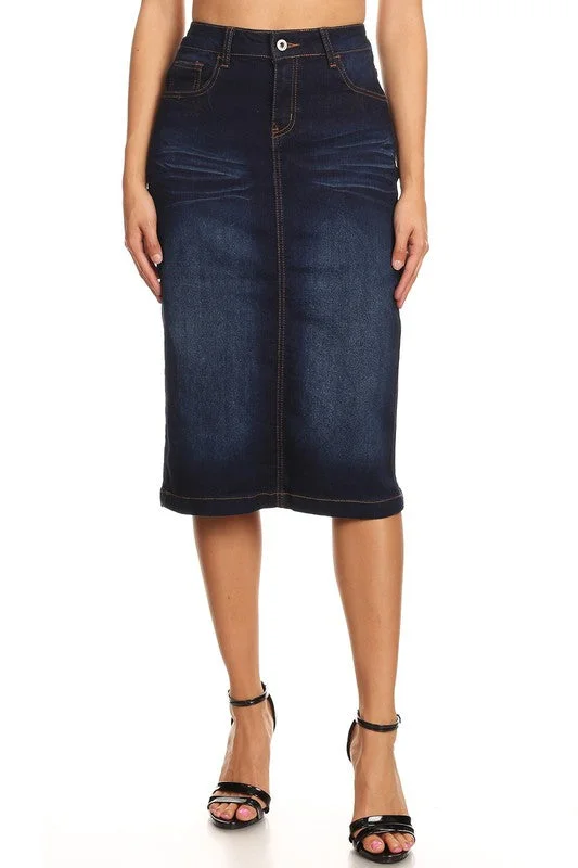 Women's mini denim skirts for casual outfits -Clara Dark Denim Skirt