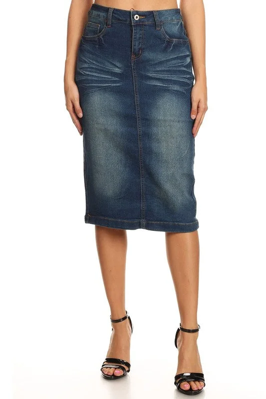 Women's flared denim skirts for boho look -Clara Vintage Denim Skirt