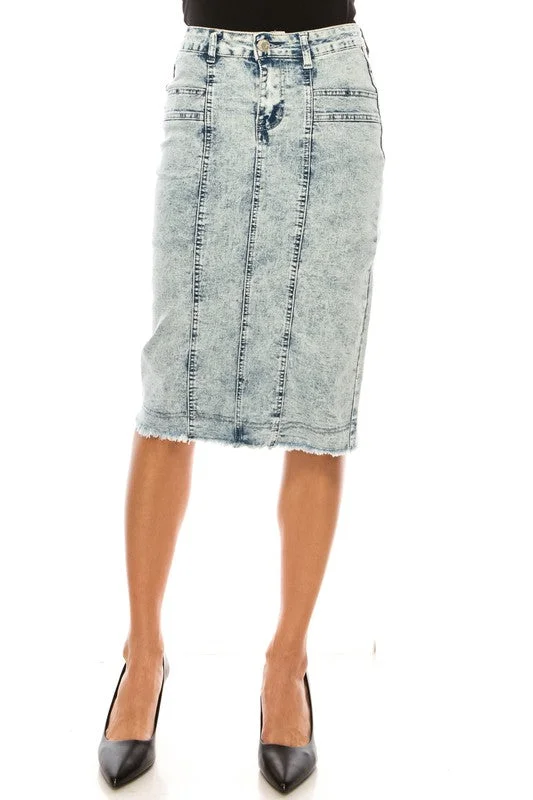 Women's denim skirts for casual weekends -Clarinet Stone Denim Skirt