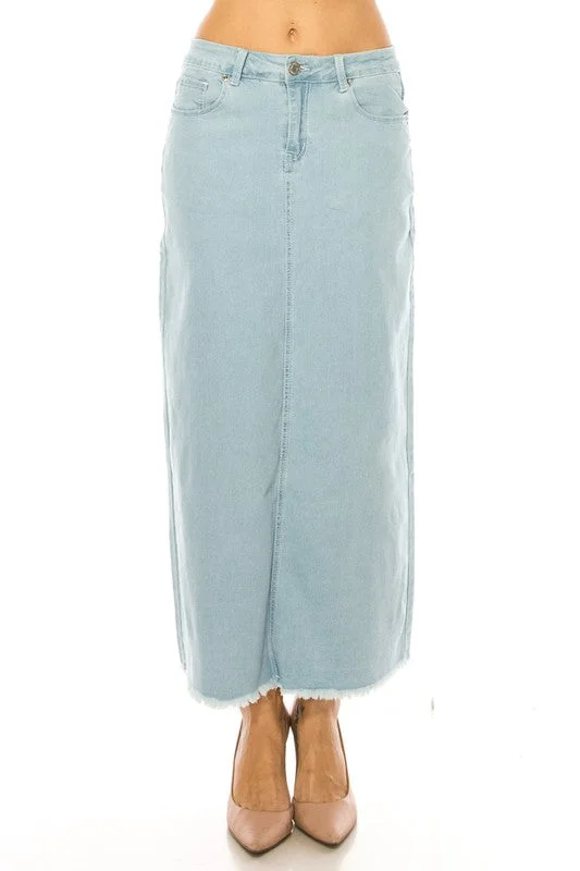 Women's denim skirts for curvy body types -Kate Light Maxi Denim Skirt