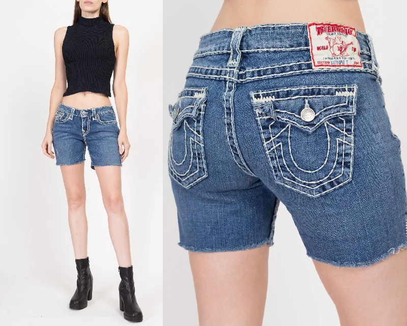 Denim can stylish great new affordable fit stylist 2025 what:Medium Y2K True Religion Low Rise Jean Shorts