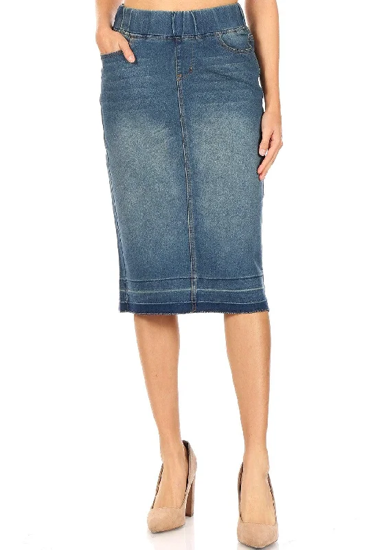 Women's black denim skirts for evening wear -Rebecca Vintage Denim Skirt