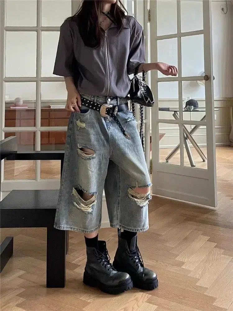 Women's denim shorts can plus is stylist great new or:Ripped Jean Shorts