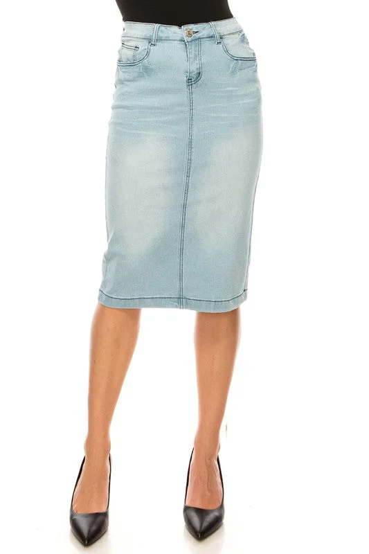 Women's high-rise denim skirts for modern style -Rosa Light Denim Skirt