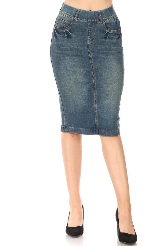 Women's straight-leg denim skirts for classic style -Turin Vintage Denim Skirt