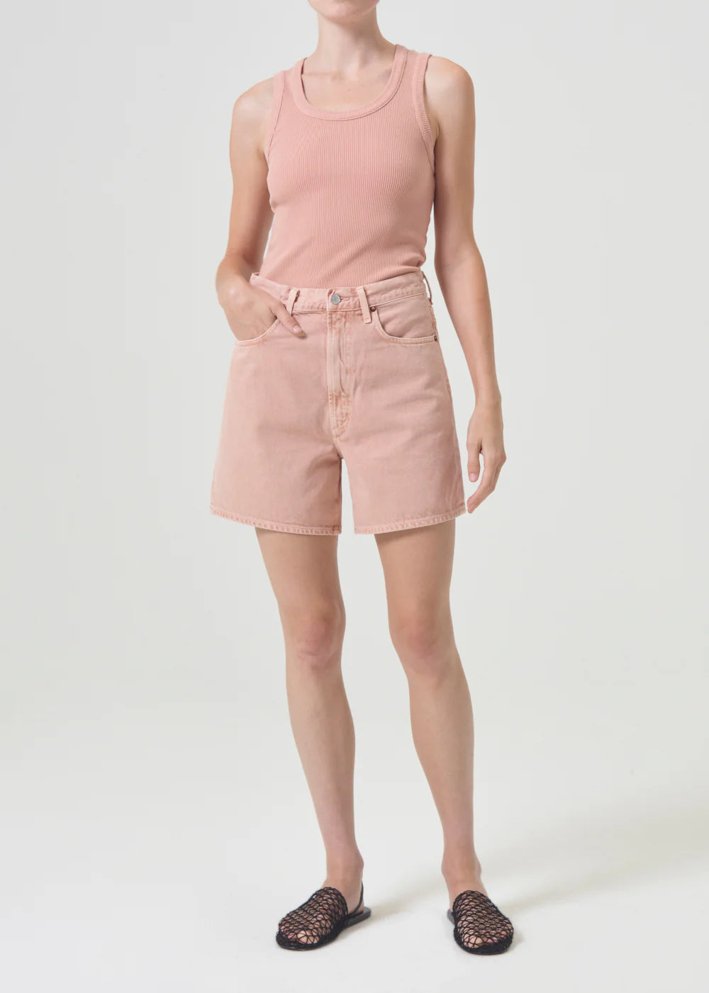 Women's denim shorts with a graphic tee-Agolde Stella Short