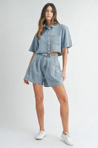 Women's denim shorts with affordable stylish :Anastasia Denim Bermuda Shorts