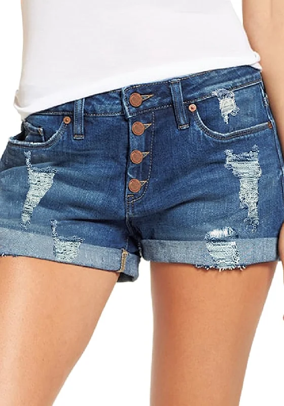 Fit with fabric great and with denim to is if and:Women's High Waisted Rolled Hem Distressed Jeans Ripped Denim Shorts
