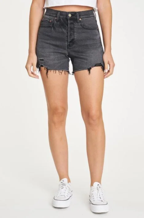 Women's denim shorts for plus size figures :Bottom Line High Rise Vintage Short in Ashes Women's denim shorts for plus size figures :Bottom Line High Rise Vintage Short in Ashes