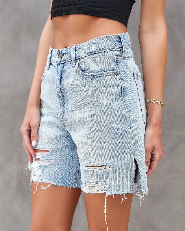 Women's denim shorts for a picnic-Davis High Rise Distressed Dad Jean Shorts