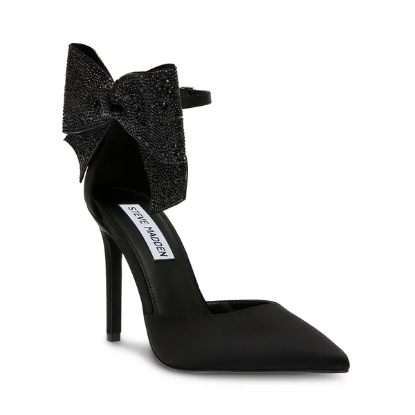 DEVILLE BLACK SATINAffordable Satin Heels with a Luxe Touch