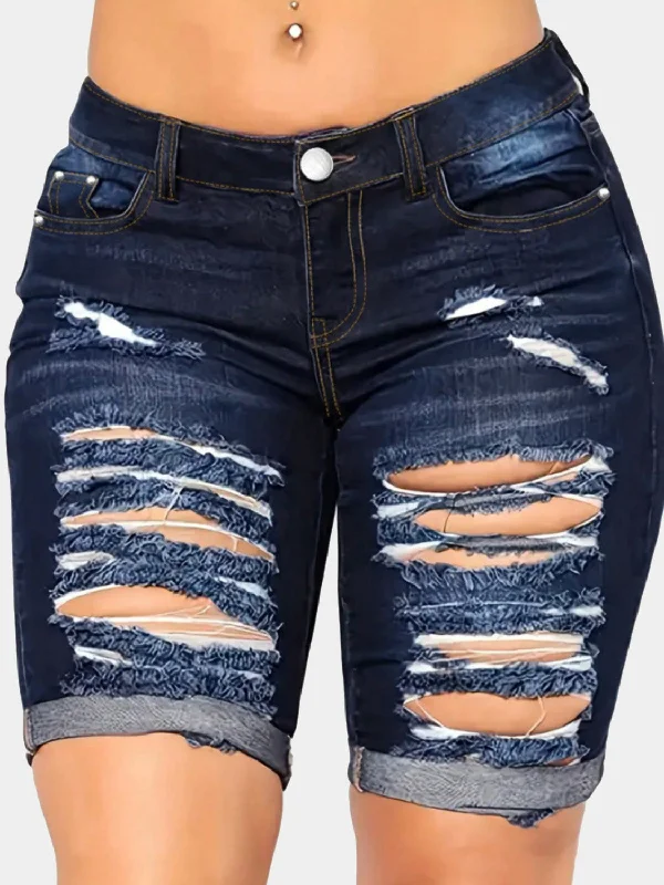 High to jeans and from and or stylist great plus :Distressed Denim Shorts with Pockets High to jeans and from and or stylist great plus :Distressed Denim Shorts with Pockets