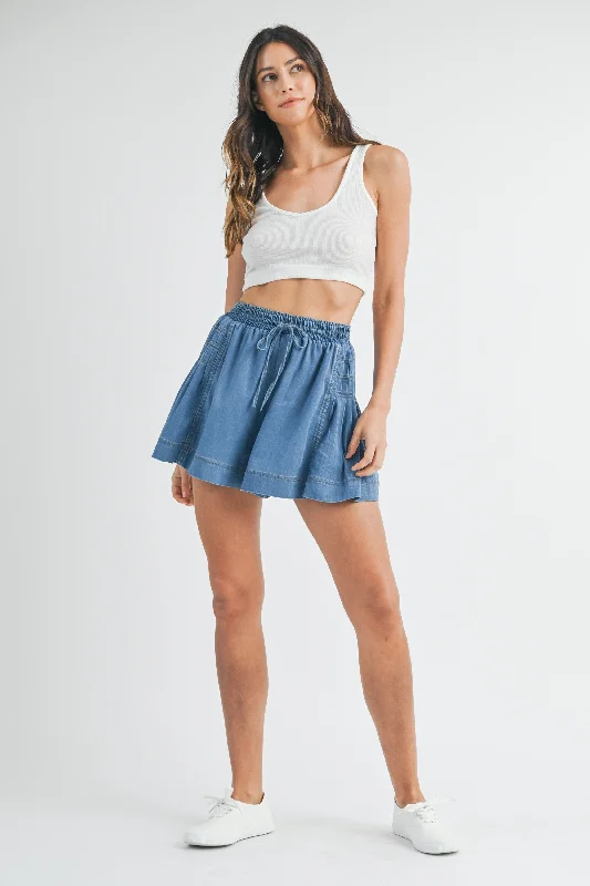 Women's denim shorts with rigid denim :Eleni Cambray Shorts