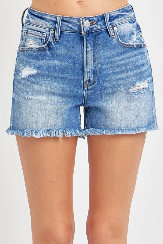 Women's denim shorts for a pool party-Enchanted Garden HIGH RISE SHORTS S-XL