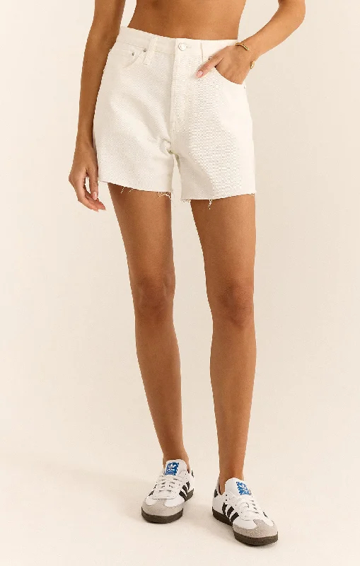 Women's denim shorts with distressed light wash :Everyday Hi-Rise Denim Short