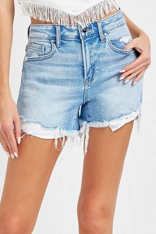 Women's denim shorts and a romper-HIGH RISE-PIKABOO LINING SHORTS S-XL