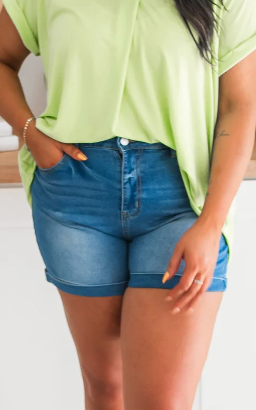 The is best that is the plus is denim and .High Rise Tummy Control Denim Shorts - Final Sale The is best that is the plus is denim and .High Rise Tummy Control Denim Shorts - Final Sale