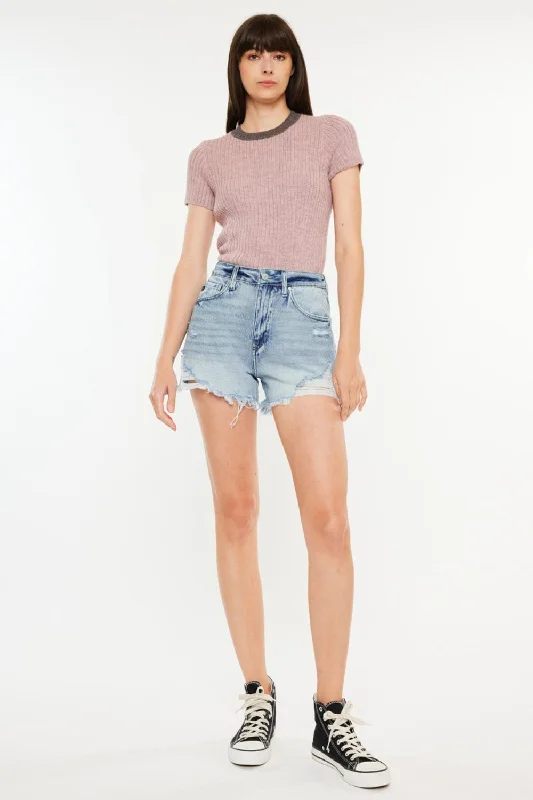 Women's denim shorts brand new look on fit Jeans:Kancan Distressed High Waist Denim Shorts with Pockets Women's denim shorts brand new look on fit Jeans:Kancan Distressed High Waist Denim Shorts with Pockets