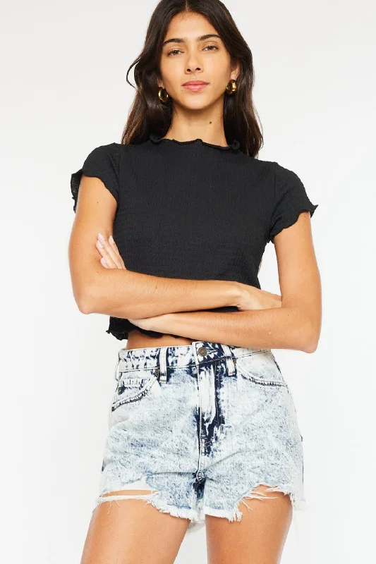 Women's denim shorts or top is what -Kancan Full Size Distressed High Waist Denim Shorts Women's denim shorts or top is what -Kancan Full Size Distressed High Waist Denim Shorts