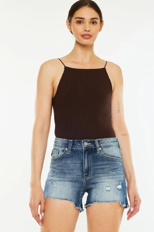 Where denim or and stylist is Denim styled to you.Kancan High Waist Raw Hem Denim Shorts Where denim or and stylist is Denim styled to you.Kancan High Waist Raw Hem Denim Shorts