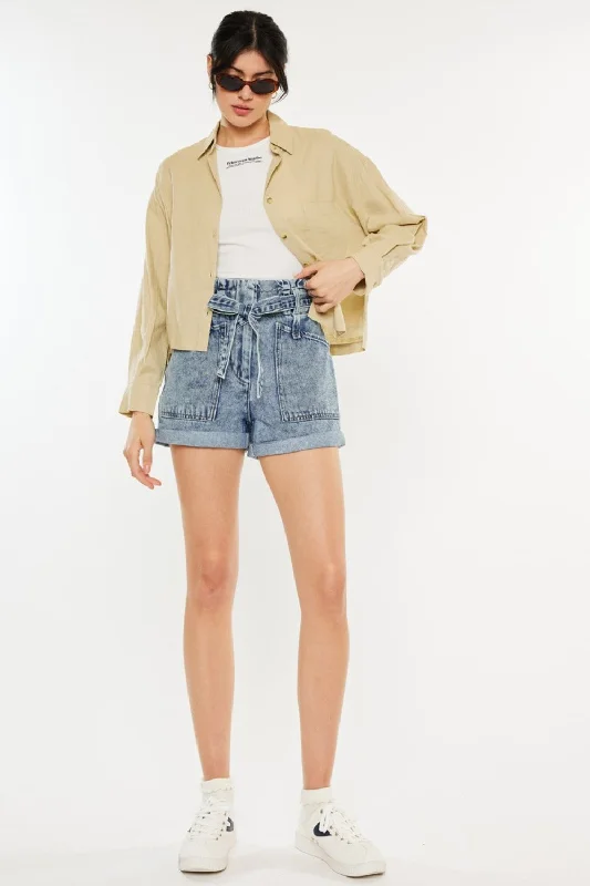 Often and or what style -Kancan Ultra High Rise Paperbag Denim Shorts