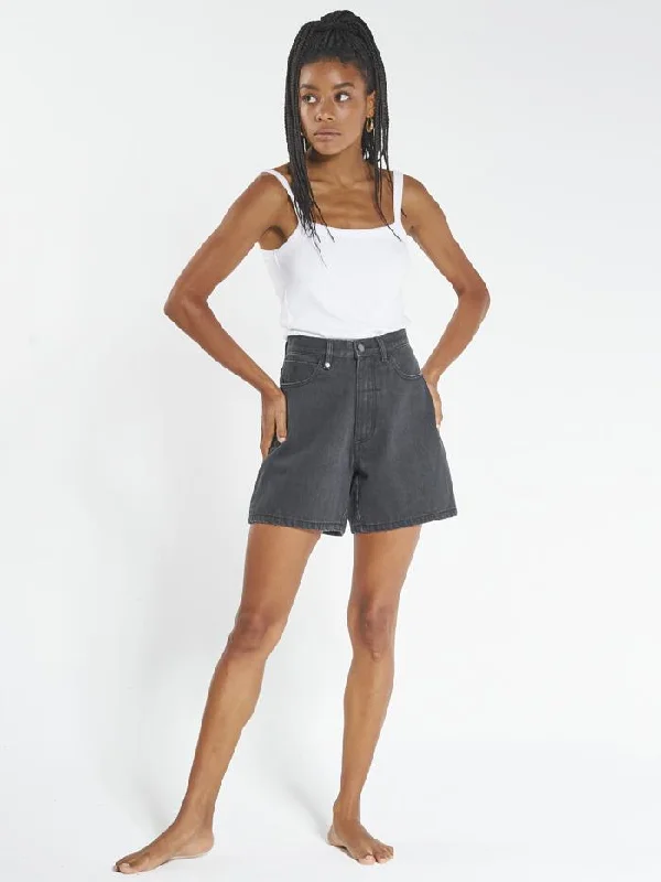 Women's denim shorts and a tank top-Koko Short - Black Rinse