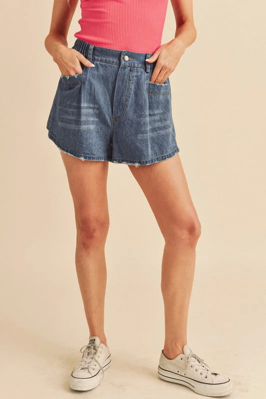 Women's denim shorts with rigid denim :Niccola Denim Shorts