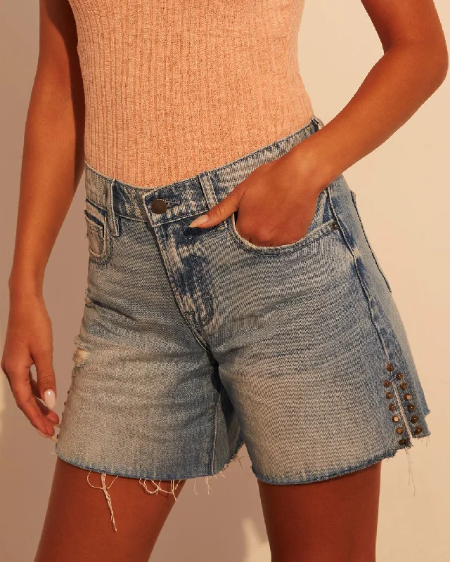Women's denim shorts and a tunic top-Oakley High Rise Denim Shorts