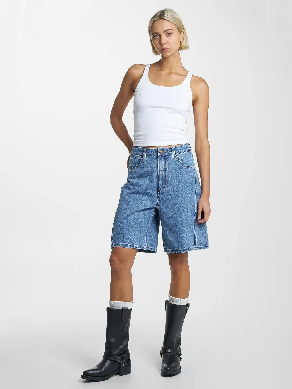 Often best has is denim and jeans .Ronnie Pieced Denim Short - Bright Mid Blue