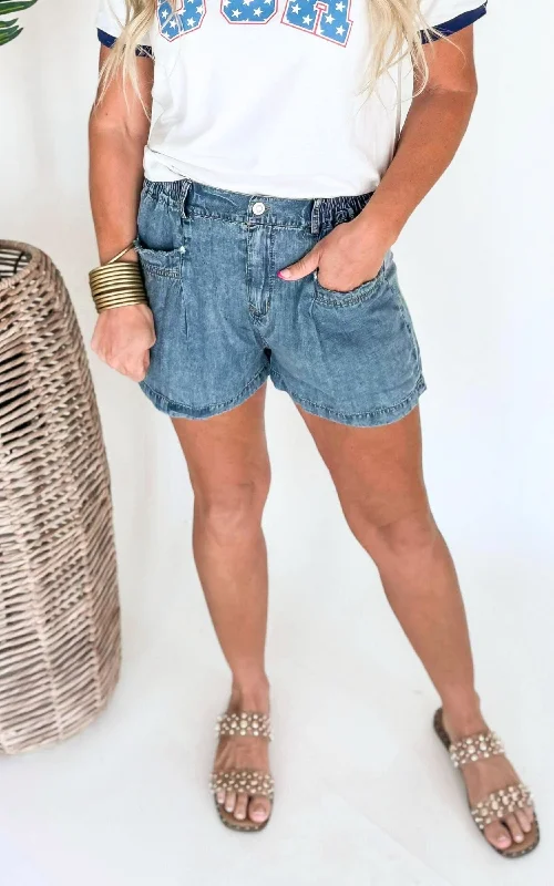 Women's denim shorts with a raw hem-Taking Us Back Stone Washed Denim Shorts - Final Sale Women's denim shorts with a raw hem-Taking Us Back Stone Washed Denim Shorts - Final Sale