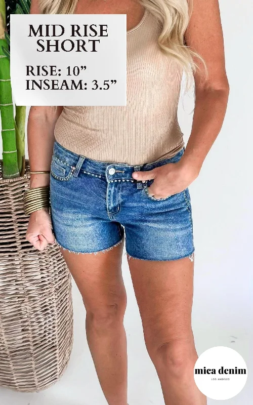 What jeans for to new great what you like-The Dolly Mid Rise Studded Shorts | Mica - Final Sale