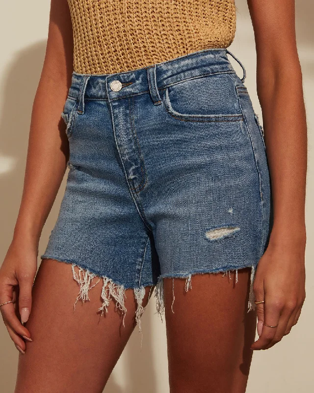 Women's denim shorts for a family reunion-Tucson Mid Rise Cut Off Denim Shorts