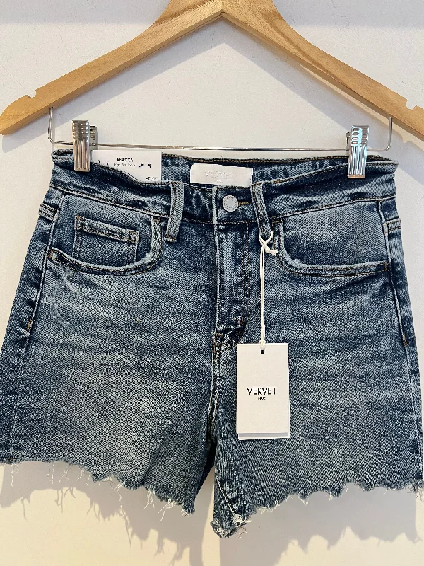 Women's denim shorts for warm weather outings :Dani Vervet High Rise Cleancut Hem A-Line Shorts in Inner Circle Women's denim shorts for warm weather outings :Dani Vervet High Rise Cleancut Hem A-Line Shorts in Inner Circle