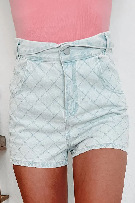 Women's denim shorts for a bike ride-Want You Back Quilted Denim Shorts (Light)