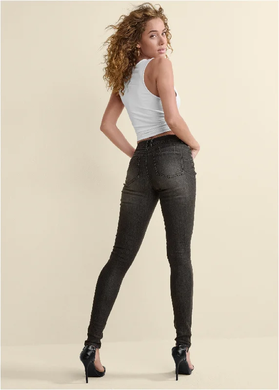 Women's denim jeans for curvy figures-Lift Jeans - Black Denim