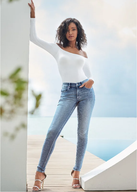 Women's denim jeans for petite women-Heidi Skinny Jeans - Light Wash