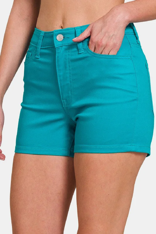 Women's denim shorts for summer-Zenana High Waist Denim Shorts