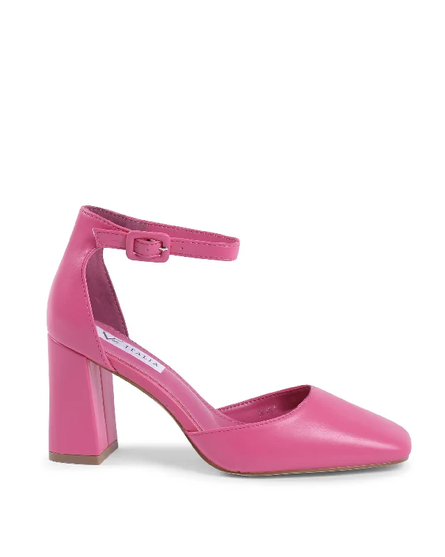 Stylish Ankle Strap Heels for Women--19V69 Italia Womens Ankle Strap Pump Pink HLL0127 ROSA