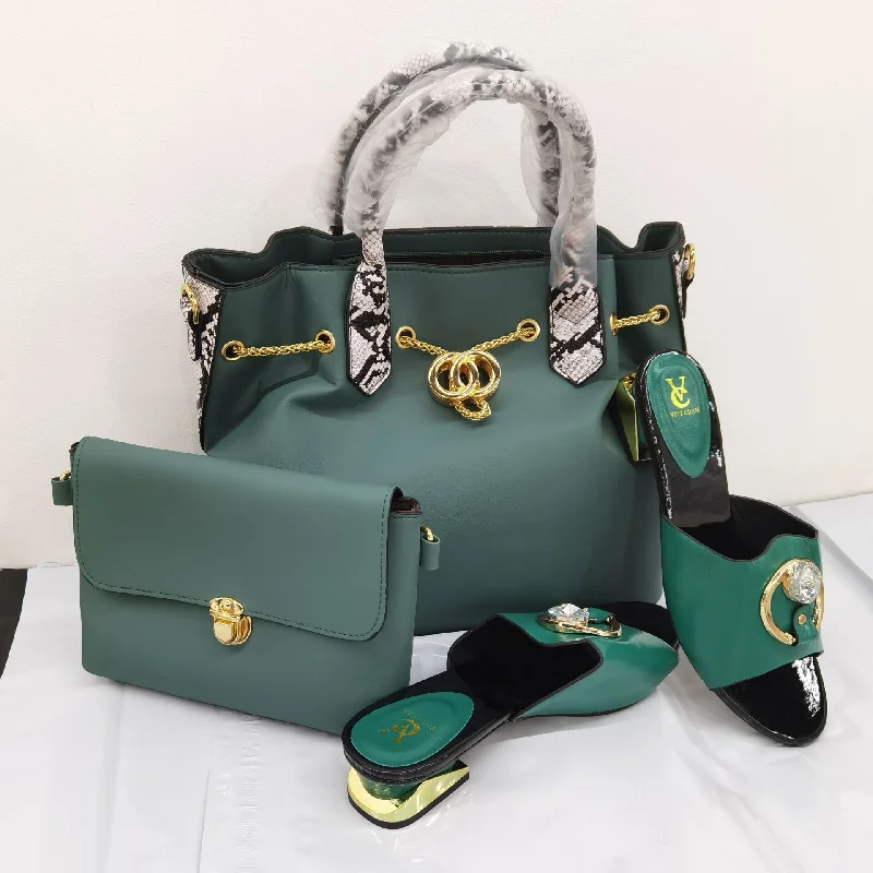 Fashion Europe USA Russia Shoes and Handbag Set Low Heels